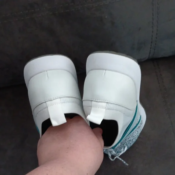 Traq by Alegria White and Teal Speckled Sneakers - Picture 3 of 7